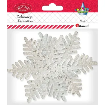 Vánoční dekorace Dekorace-vločka, bílá/brokát, 130x150mm, 2ks/bal.