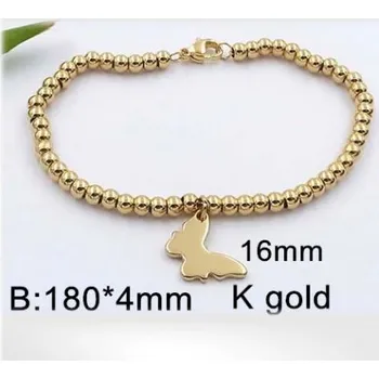 Řetízek Ocelový náramek - s přívěskem motýl - 180x4mm