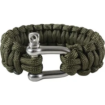 Vybavení pro přežití Náramek SURVIVAL PARACORD D-SHACKLE ZELENÝ