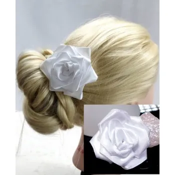 Brož Brož 3v1 bílá saténová růžička BR003