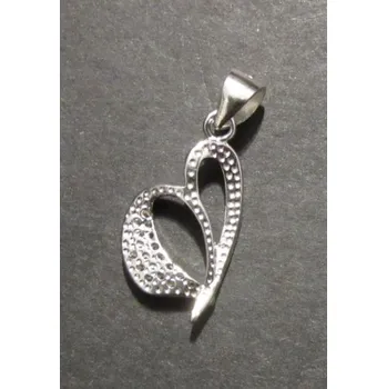 Přívěsek Motýlek ve tvaru srdce - přívěsek ze stříbra vykládaný umělými mikrozirkony