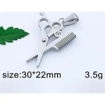 Přívěsek Nůžky a hřeben - ocelový přívěsek