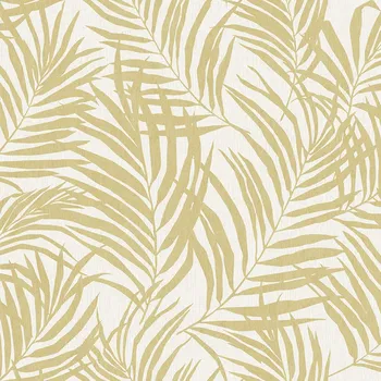 Tapeta Zlato-béžová vliesová tapeta s listy palmy MN2010, Maison, Grandeco