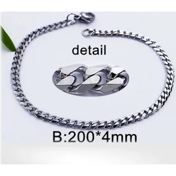 Řetízek 20cm dlouhý ocelový náramek 4mm široký