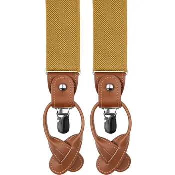 Kšandy Bubibubi Hořčicové pánské kšandy s hnědými poutky