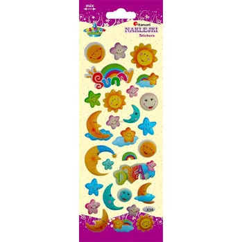 samolepka St201, Samolepky-měsíc, slunce, rozměr archu 22x8,5cm