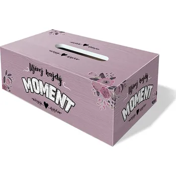 Dárková krabička Nekupto Dřevěná krabička na ubrousky Užívej každý moment Sladký domov