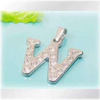 Přívěsek Zdobený ocelový přívěsek - písmeno W