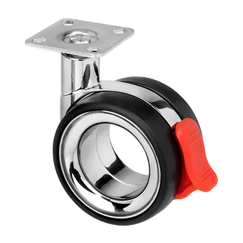 Walteco Designové nábytkové kolečko, průměr 75mm, otočné s destičkou, brzda, nosnost 85 kg