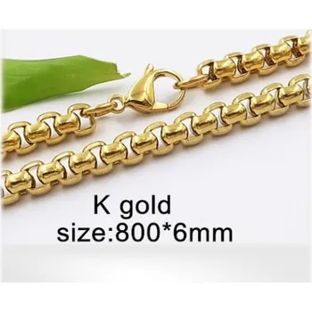 Řetízek 80cm dlouhý ocelový řetízek ve zlaté barvě o šířce 6mm