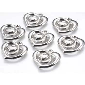 Přívěsek Přívěsek, plast, SRDCE V SRDCI,26x27x4mm,1ks