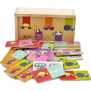 Dřevěná hračka Classic World Dětské dřevěné domino - Auta