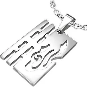 Přívěsek Destička s ornamentem a mřížkou - ocelový přívěsek