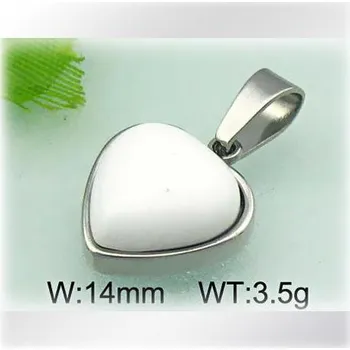 Přívěsek Srdce z oceli s bílým středem - přívěsek