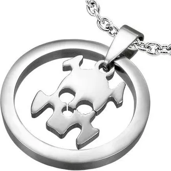 Přívěsek Lebka v kruhu - varianta 3 - ocelový přívěsek