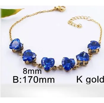 Řetízek Ocelový náramek 17cm dlouhý modrý kamínky zbobený