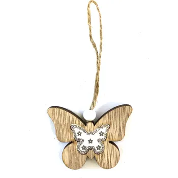 Dekorace, dřevěná, MOTÝL, závěsný, 5x3,7 cm, 1ks