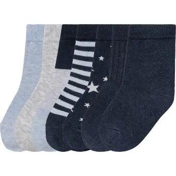 lupilu® Chlapecké ponožky s BIO bavlnou, 7 párů (pruhy navy modrá / šedá / světle modrá , 19/22)