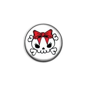 Lebka s mašlí - button