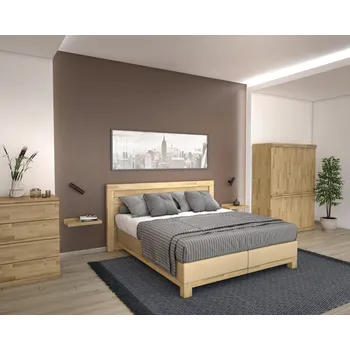Postel Dřevěná postel s čalouněním MAX BS boxspring z bukového, jasanového nebo dubového masivu výrobce světspánku.cz. Dostupná ve všech rozměrech, včetně atypických. 200x180, olej Bělený, dub, tm. šedá k34