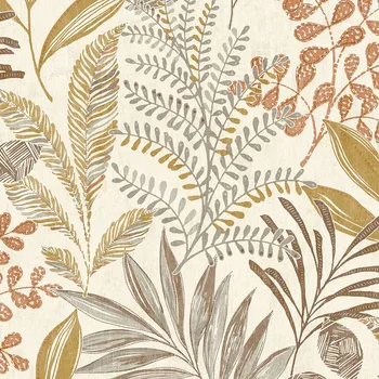 Tapeta Hnědo-béžová vliesová tapeta na zeď - listy MN3108, Maison, Grandeco