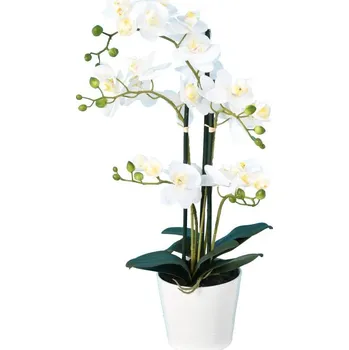 umělá květina Umělá květina Orchidej bílá DELUXE, 60cm
