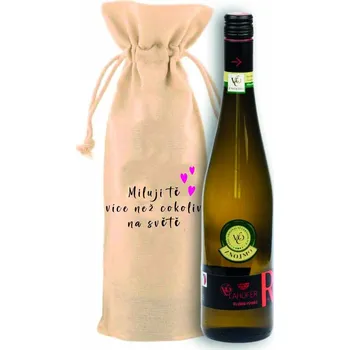Víno Plátěný pytlík s vínem - Miluji tě, více než cokoliv na světě Víno: Ryzlink rýnský 2023 - Lahofer