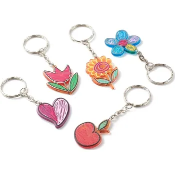 Klíčenka, květiny mix, cca 8,5mm, 1ks