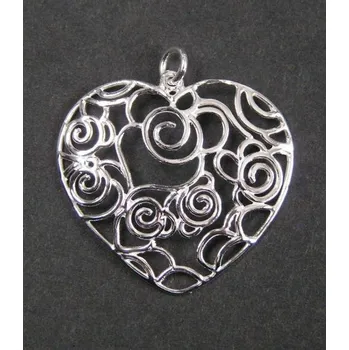 Přívěsek Srdce s výplní - stříbrný přívěsek