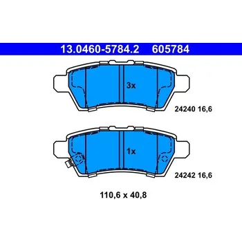 Brzdová destička Sada brzdových destiček, kotoučová brzda ATE 13.0460-5784.2