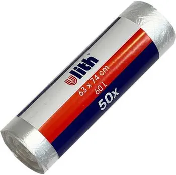 Pytle na odpadky sáček do koše 630x740 mm, 60l - transparentní Ulith (50 ks/role)