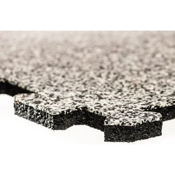 Venkovní dlažba Černo-bílo-šedá gumová modulová puzzle dlažba (okraj) FLOMA Sandwich - 100 x 100 x 1 cm