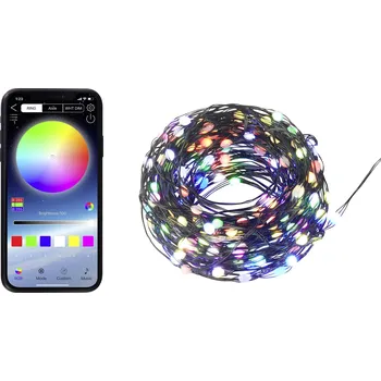 Dekorativní svítidlo Sygonix SY-5167250 USB světelný řetěz napájení přes USB Počet žárovek 200 LED RGB Délka světel: 19.9 m lze řídit prostřednictvím aplikace, časoměřič, se