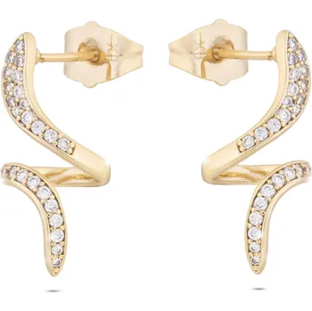 Náušnice biju Pozlacené náušnice s elegantními křivkami a čirými zirkony 2603