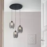 Fabas 3519-47-126 Infinity, černé závěsné svítidlo kov/kouřové sklo, 3xE27, průměr 58cm