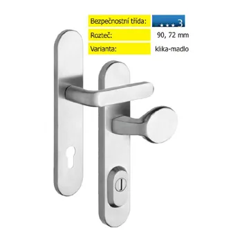 Dveřní kování 4033977203 BK RX1-50/72 SOLID nerez mat klika - madlo (rozteč 72 mm / klika-madlo / nerez mat / 1ks)