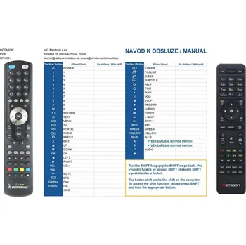 Dálkový ovladač General OCTAGON XP1000+ - náhradní dálkový ovladač