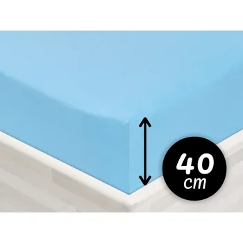 Prostěradlo Jersey napínací prostěradlo na extra vysokou matraci JR-017 Azurově modré 160 x 200 - výška 40 cm