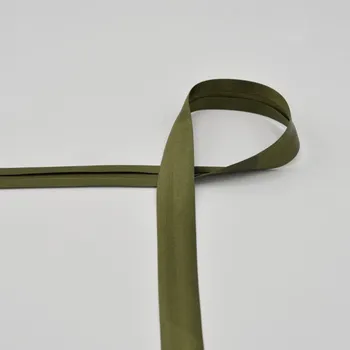 Saténový lemovací proužek, zažehlený, khaki, 20mm