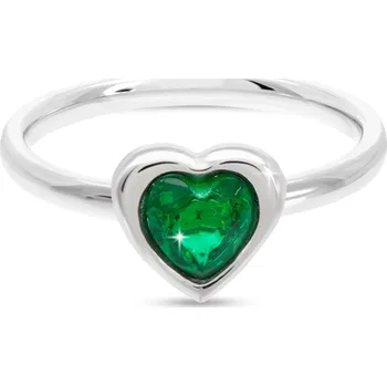 Prsten Ellami VERONA 0310 Prsten se srdcem a zeleným zirkonem Velikost prstenu - obvod: 59 mm Ellami