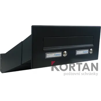 Poštovní schránka 1x poštovní schránka D-042 šikmá k zazdění do sloupku + čelní deska s 2x zvonkem ČD-3