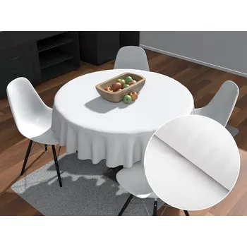 ubrus Velký damaškový kulatý ubrus Atlas Gradl DM-010 Bílý - proužky 1 cm Ø 150 cm