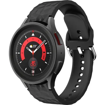Příslušenství k chytrým hodinkám eses Silikonový řemínek strukturovaný pro Samsung Galaxy Watch 4, 5, 6, 7 - Černý, 20 mm