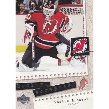Karetní hra insert karta MARTIN BRODEUR 05-06 UD Hockey Scrapbook číslo HS30