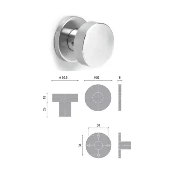 Dveřní kování AA000246 MADLO KULOVÉ PLOCHÉ NEREZ/KR.RZ/1KS