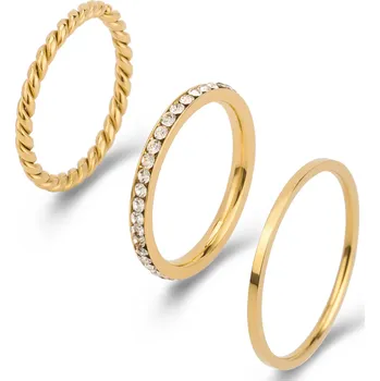 Prsten ORNAMENTI Set pozlacených prstýnků Trio gold Velikost prstýnku: 14