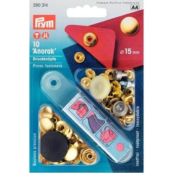 druk stiskací-Anorak/WUK 15mm-zlatá 10ks