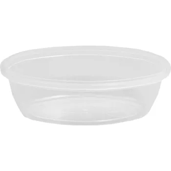 Jednorázové nádobí vanička oválná 200 ml, PP, s pojistkou - transparentní (10 ks/balení)