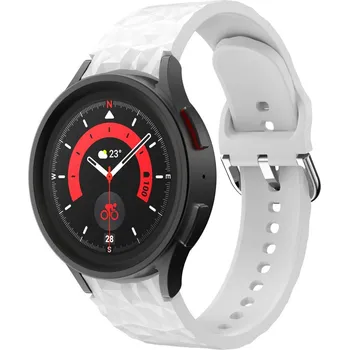 Příslušenství k chytrým hodinkám eses Silikonový řemínek strukturovaný pro Samsung Galaxy Watch 4, 5, 6, 7 - Bílý, 20 mm