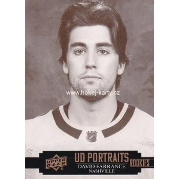 Sběratelská karetní hra insert RC karta DAVID FARRANCE 21-22 UD Ser. 2 Portraits Rookies číslo P-59